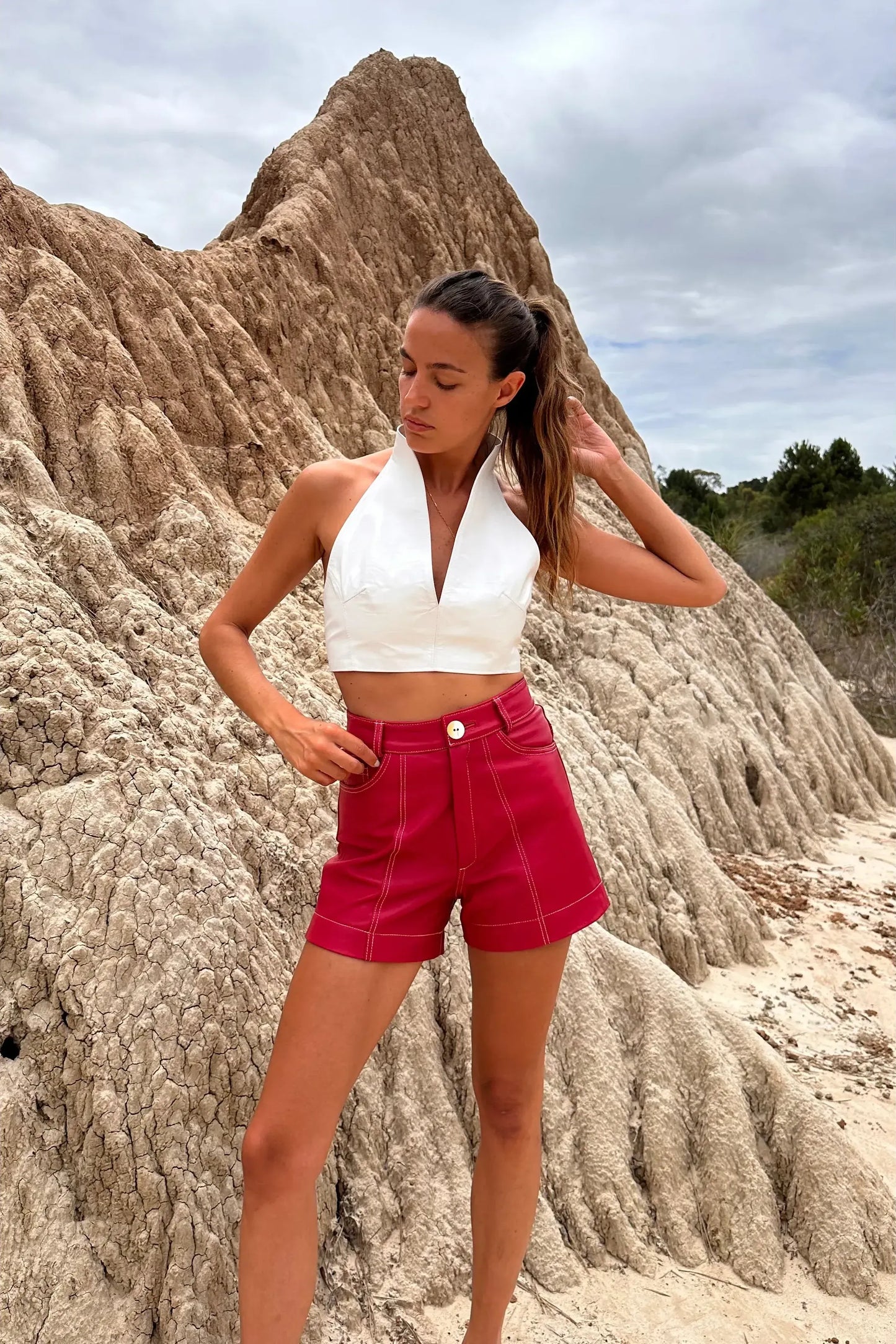 Top Cat corto cuero blanco