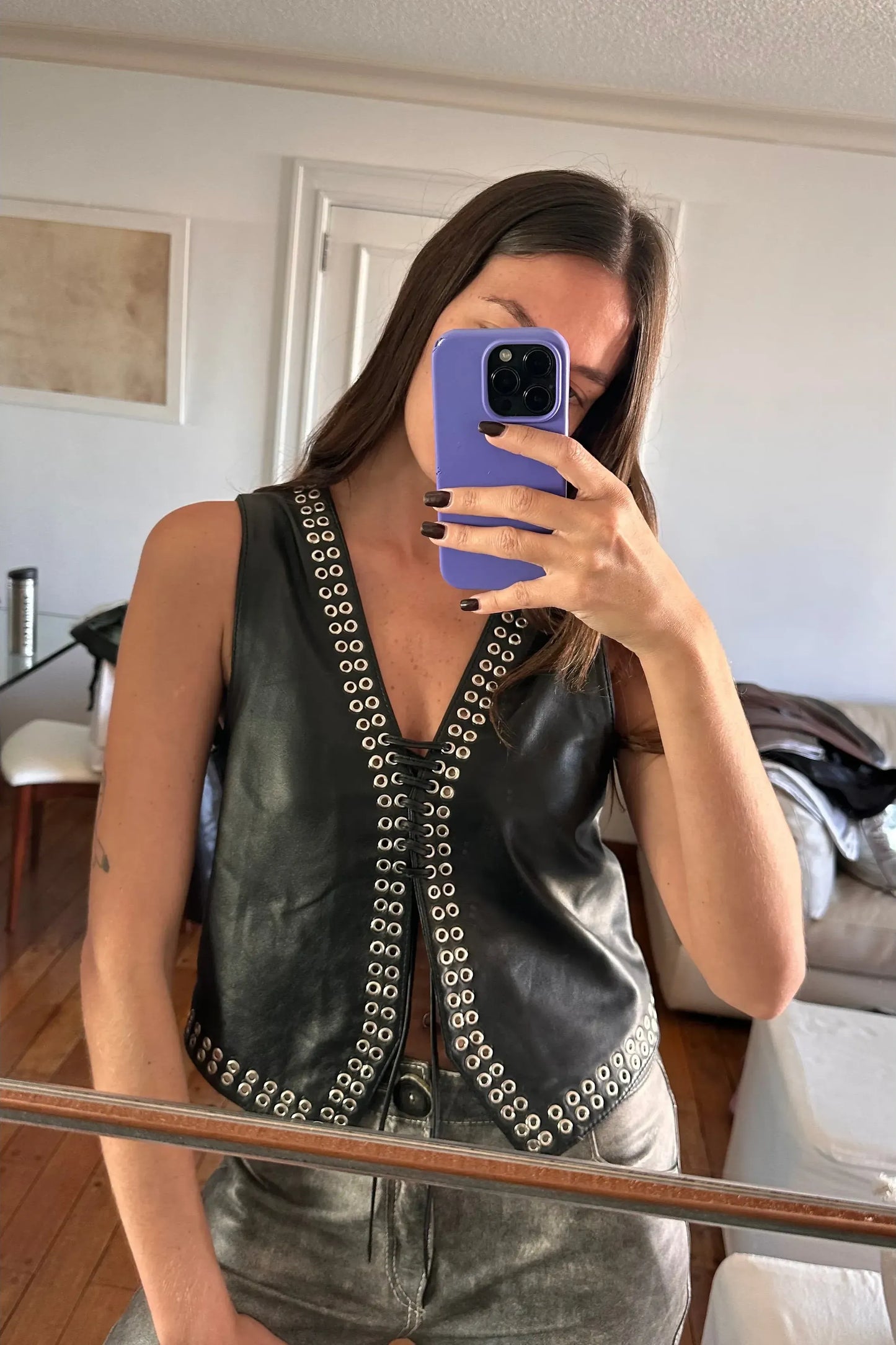 Chaleco Rock cuero negro