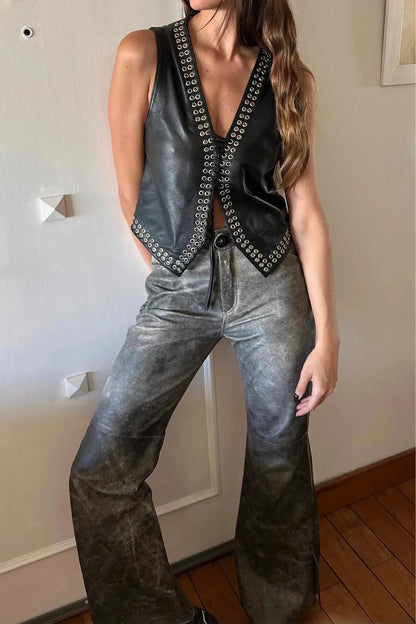 Chaleco Rock cuero negro