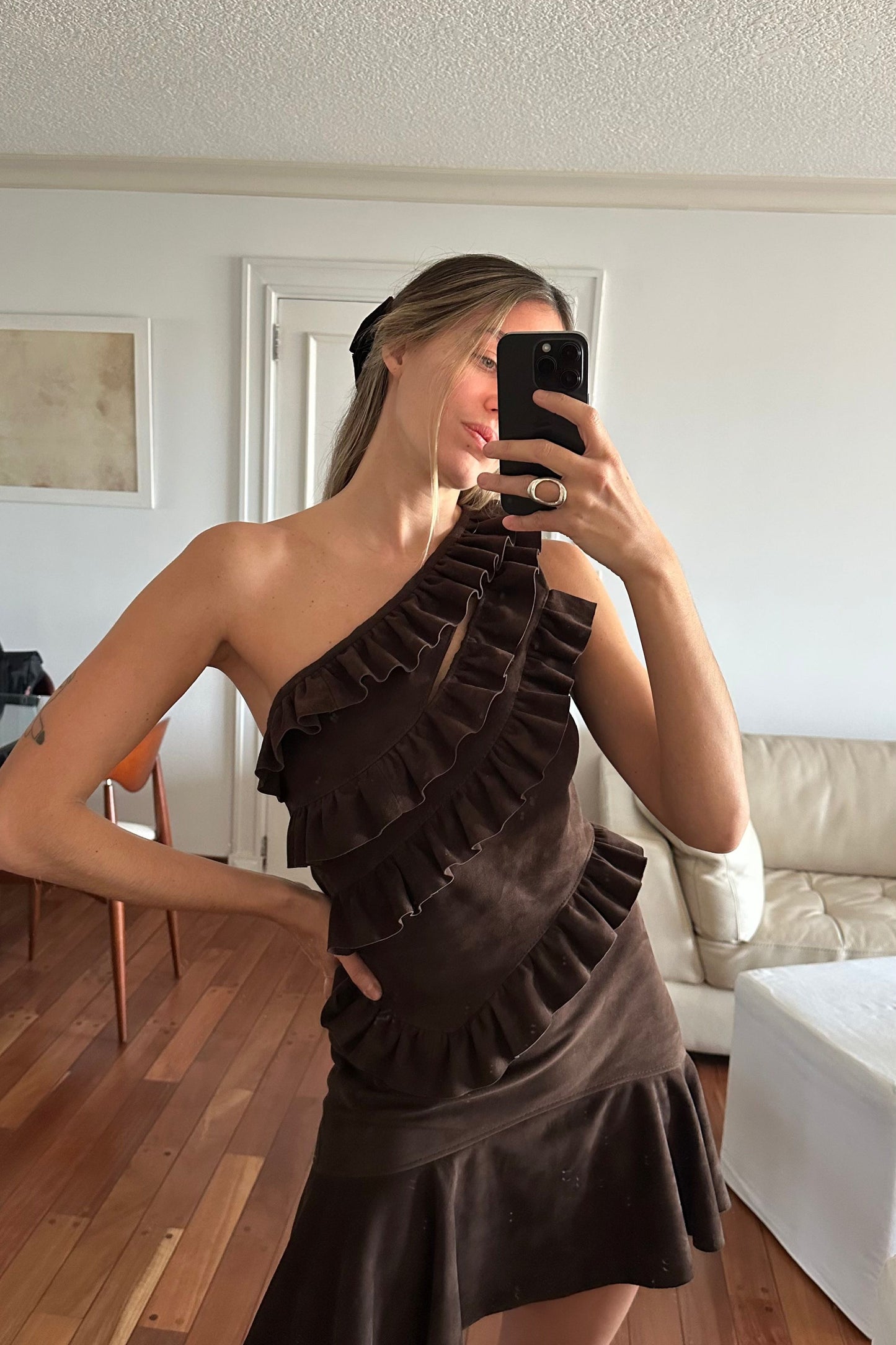 Top Fleur gamuza chocolate