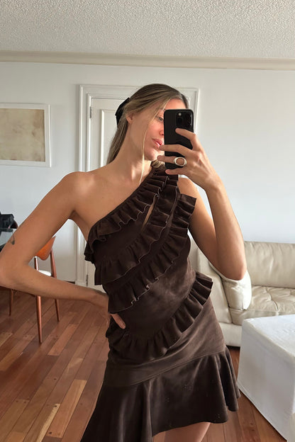 Top Fleur gamuza chocolate
