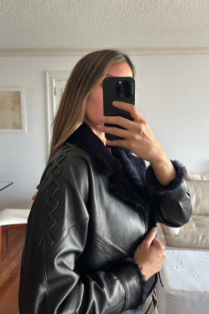 New Bomber Crop napalan negro y azul