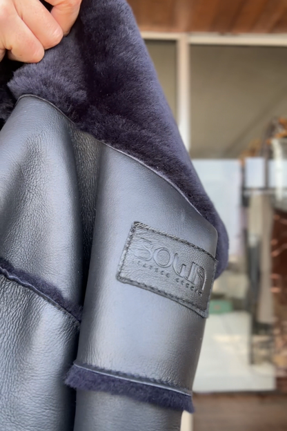 Campera Fur napalan negro y azul