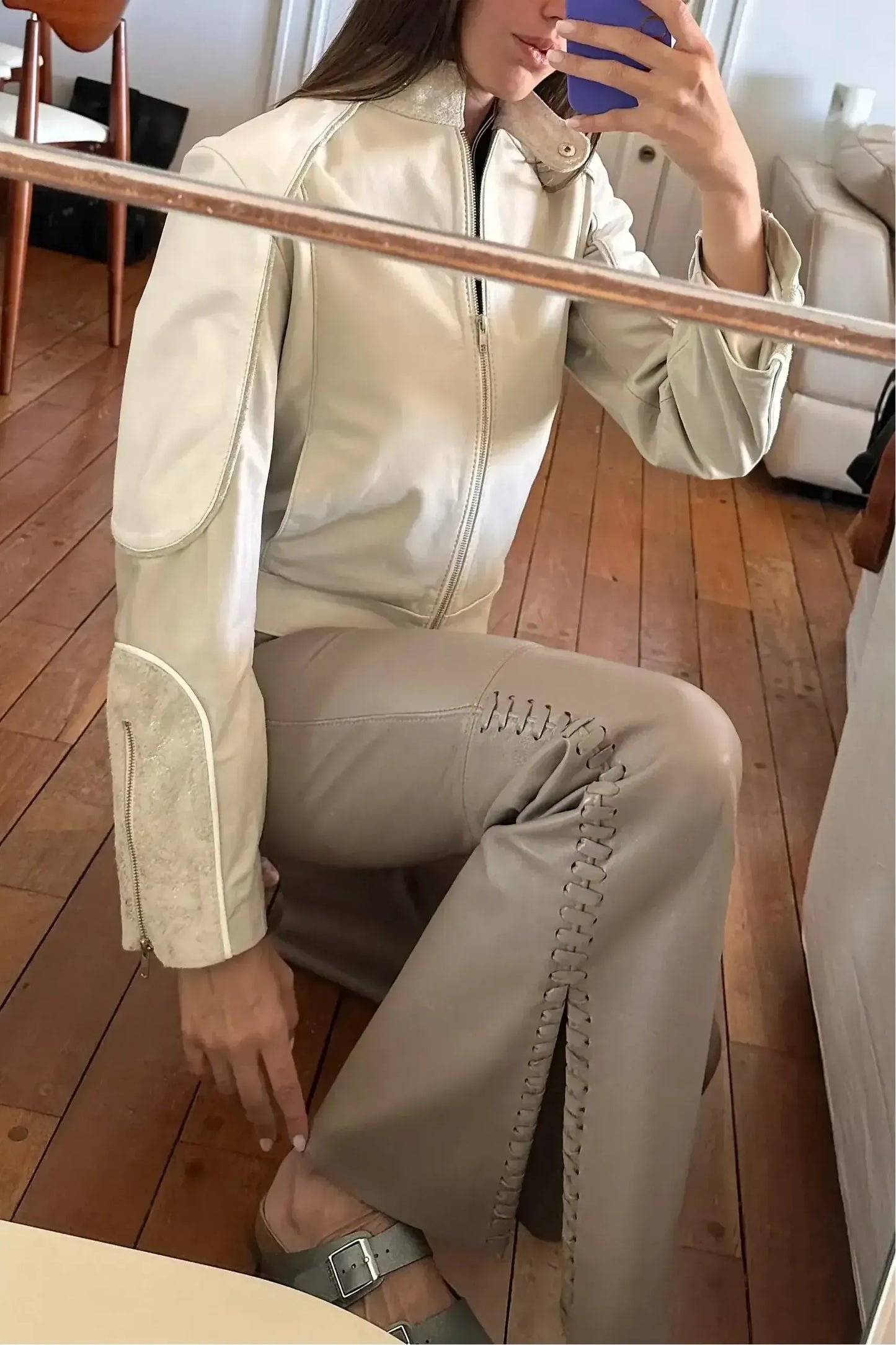 Pantalón Oxford cuero visón