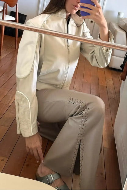 Pantalón Oxford cuero visón