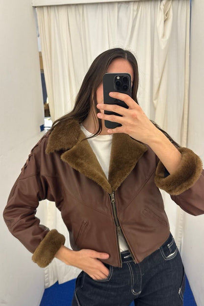 New Bomber Crop Napalan marrón