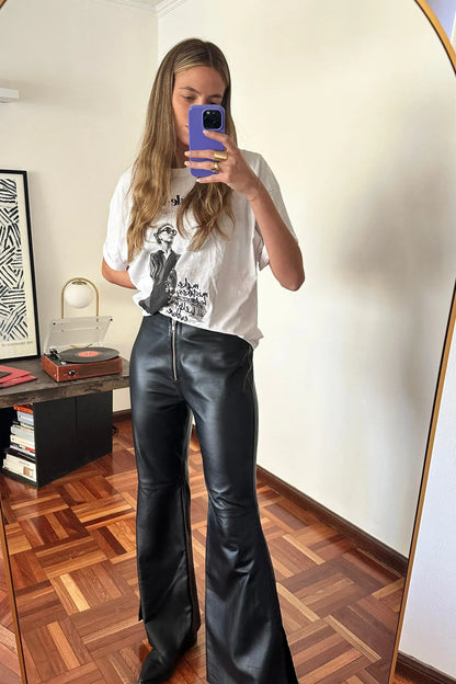 Pantalón Oxford cuero negro