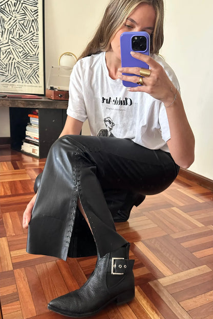 Pantalón Oxford cuero negro