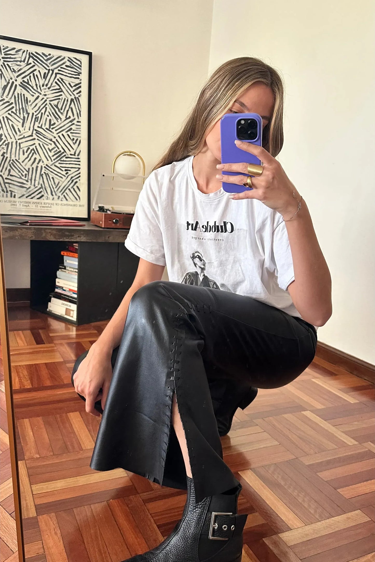 Pantalón Oxford cuero negro