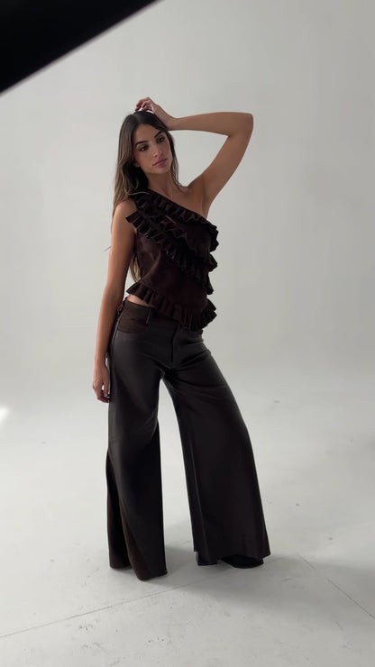Fleur Suede Top Chocolate