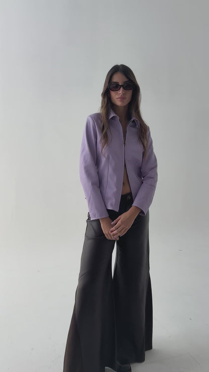 Camisa Zip Up cuero lavanda