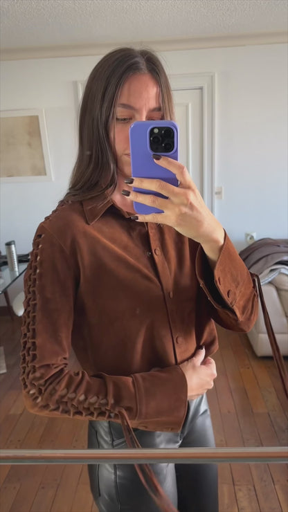 Camisa Fun gamuza caramelo