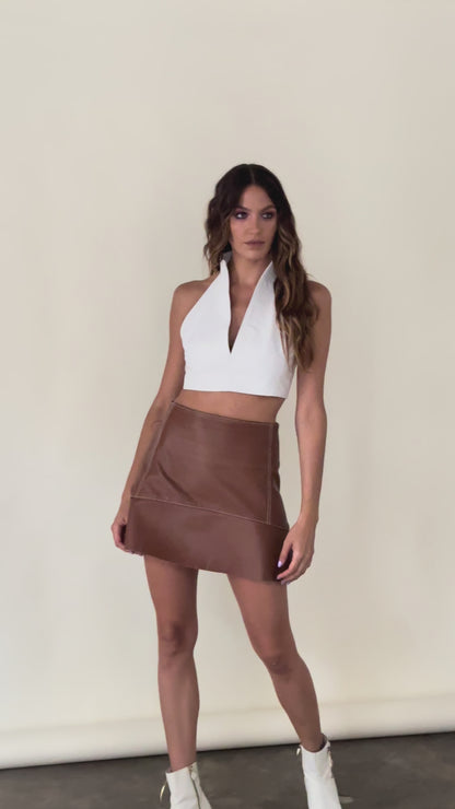 Top Cat corto cuero blanco