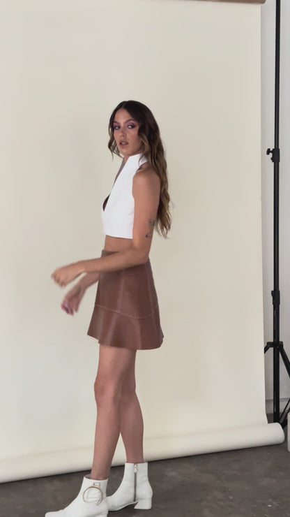 Top Cat corto cuero blanco