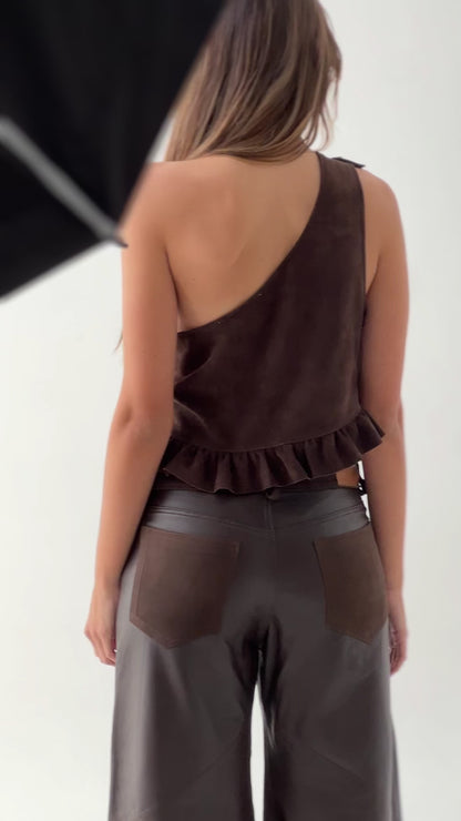 Fleur Suede Top Chocolate