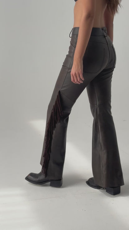 Pantalon Kao Flecos cuero chocolate