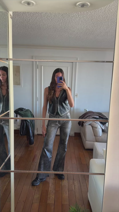 Chaleco Rock cuero negro