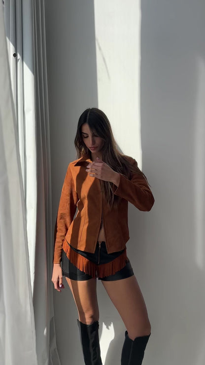 Camisa Zip Up gamuza