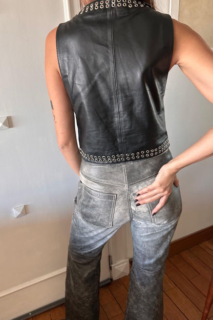 Chaleco Rock cuero negro